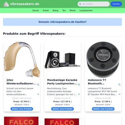 Screenshot vibrospeakers.de