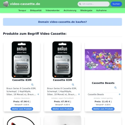 Screenshot video-cassette.de