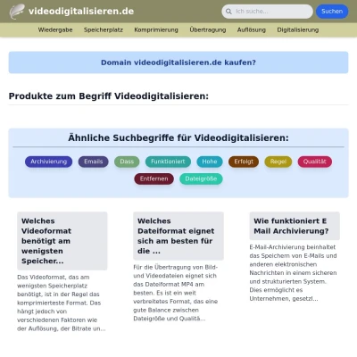 Screenshot videodigitalisieren.de