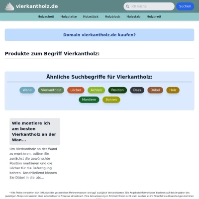 Screenshot vierkantholz.de