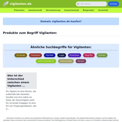 Screenshot vigilanten.de