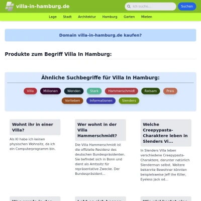 Screenshot villa-in-hamburg.de