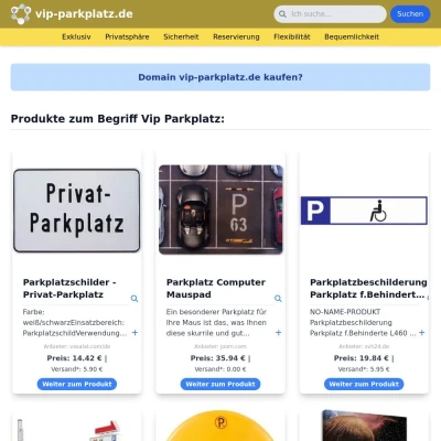 Screenshot vip-parkplatz.de