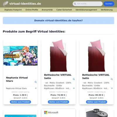 Screenshot virtual-identities.de