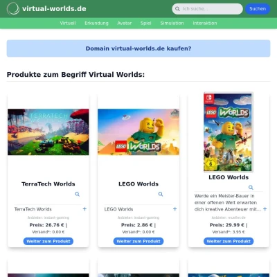 Screenshot virtual-worlds.de