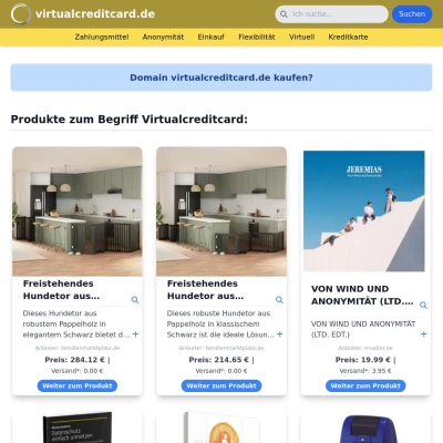 Screenshot virtualcreditcard.de