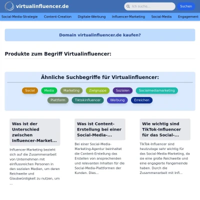 Screenshot virtualinfluencer.de