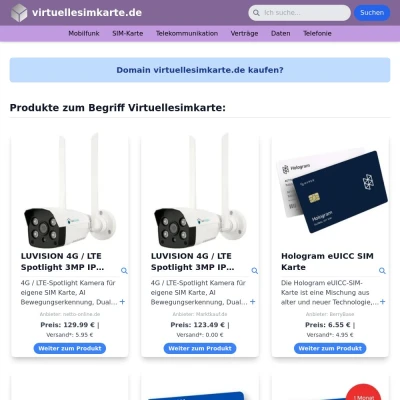 Screenshot virtuellesimkarte.de
