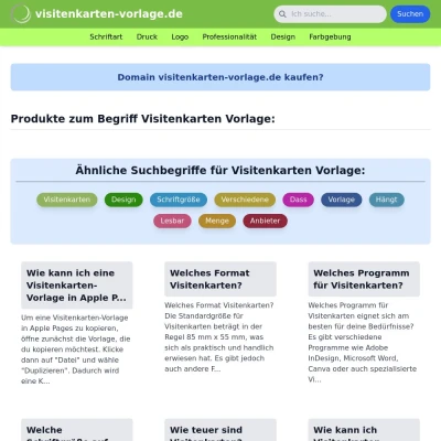 Screenshot visitenkarten-vorlage.de