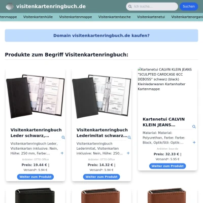Screenshot visitenkartenringbuch.de