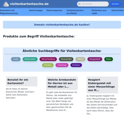 Screenshot visitenkartentasche.de