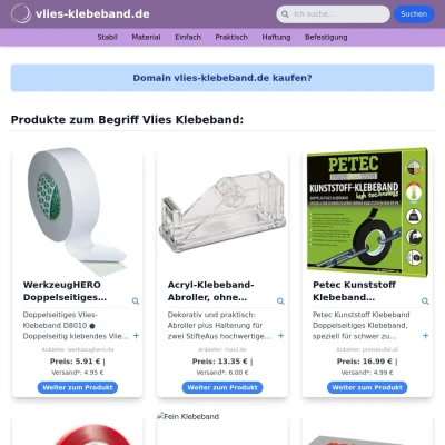 Screenshot vlies-klebeband.de