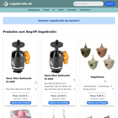 Screenshot vogelkralle.de