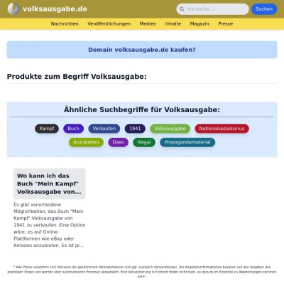 Screenshot volksausgabe.de