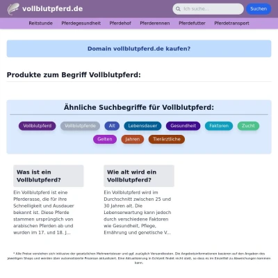 Screenshot vollblutpferd.de