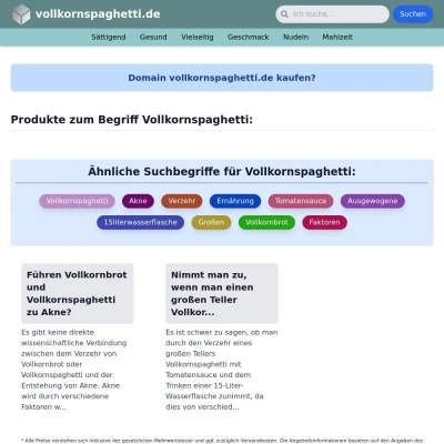 Screenshot vollkornspaghetti.de