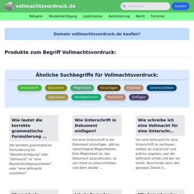 Screenshot vollmachtsvordruck.de