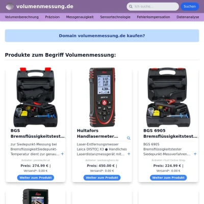 Screenshot volumenmessung.de