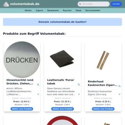 Screenshot volumentabak.de