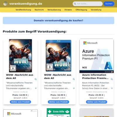 Screenshot vorankuendigung.de