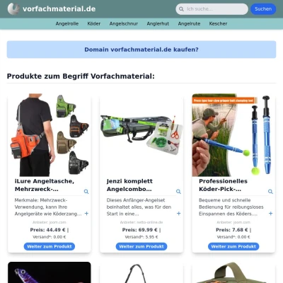 Screenshot vorfachmaterial.de