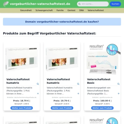 Screenshot vorgeburtlicher-vaterschaftstest.de