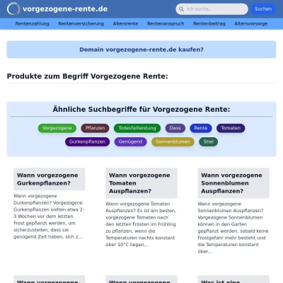 Screenshot vorgezogene-rente.de