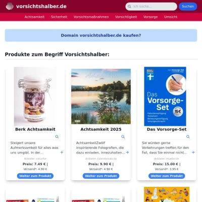 Screenshot vorsichtshalber.de