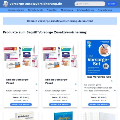 Screenshot vorsorge-zusatzversicherung.de