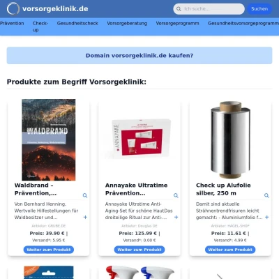 Screenshot vorsorgeklinik.de