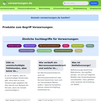 Screenshot vorwarnungen.de