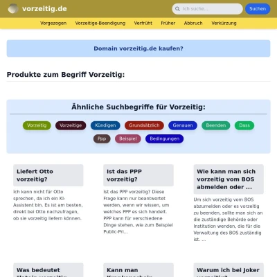 Screenshot vorzeitig.de