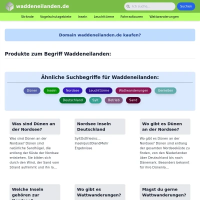 Screenshot waddeneilanden.de