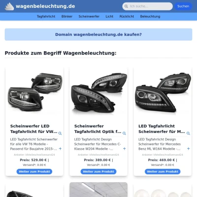 Screenshot wagenbeleuchtung.de