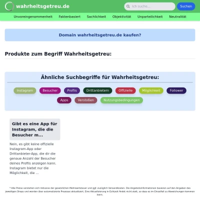 Screenshot wahrheitsgetreu.de