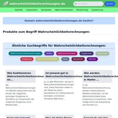 Screenshot wahrscheinlichkeitsrechnungen.de