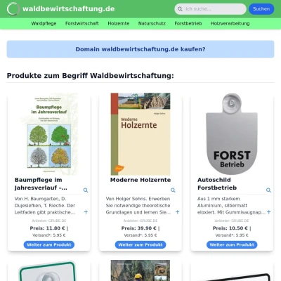 Screenshot waldbewirtschaftung.de