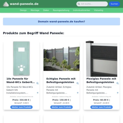 Screenshot wand-paneele.de