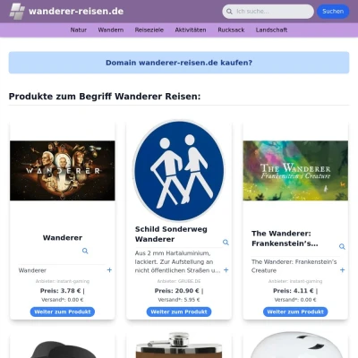 Screenshot wanderer-reisen.de