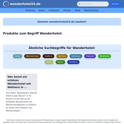 Screenshot wanderhotel24.de