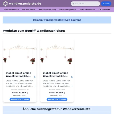 Screenshot wandkerzenleiste.de