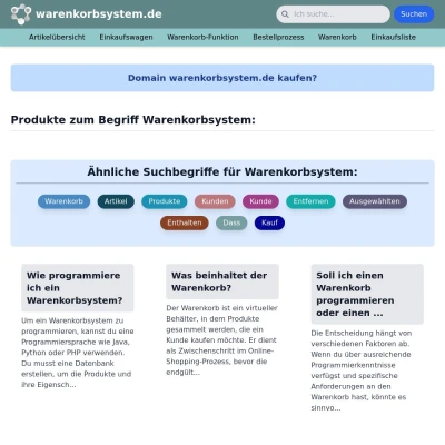 Screenshot warenkorbsystem.de