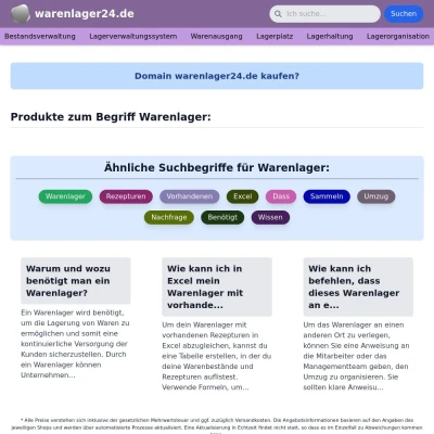 Screenshot warenlager24.de