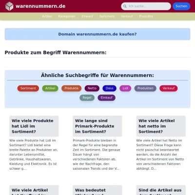 Screenshot warennummern.de