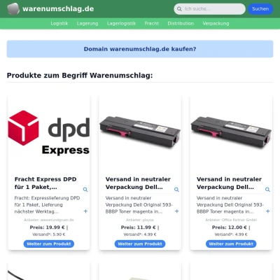 Screenshot warenumschlag.de