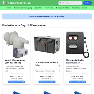 Screenshot warmwasser24.de