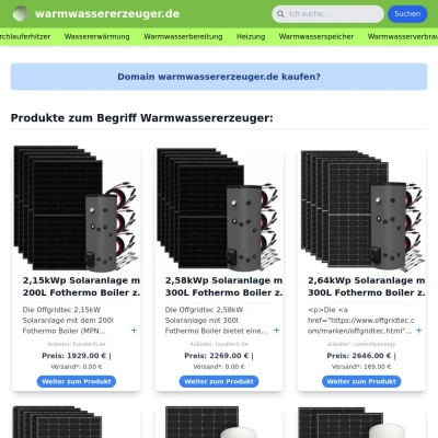 Screenshot warmwassererzeuger.de