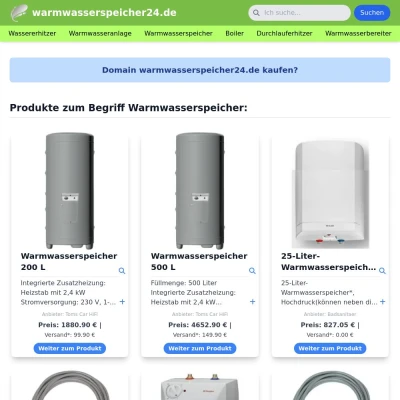 Screenshot warmwasserspeicher24.de