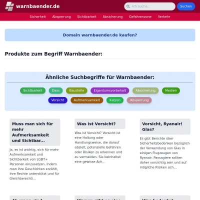 Screenshot warnbaender.de