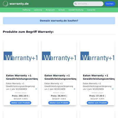 Screenshot warranty.de